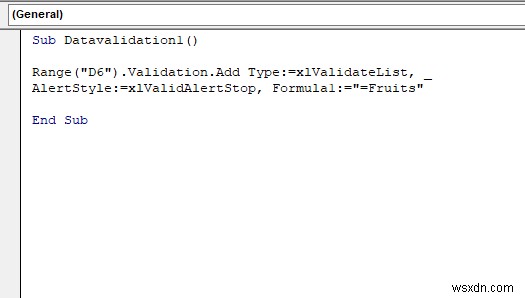 Excel の VBA でデータ検証リストに名前付き範囲を使用する方法