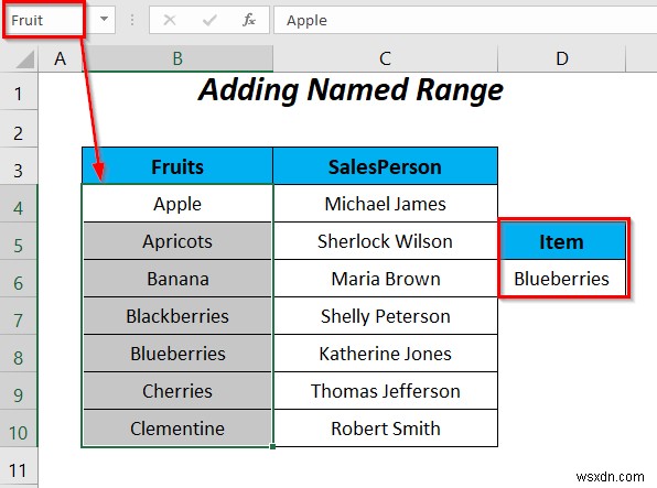 Excel の VBA でデータ検証リストに名前付き範囲を使用する方法