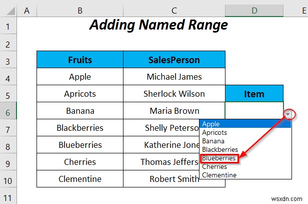 Excel の VBA でデータ検証リストに名前付き範囲を使用する方法