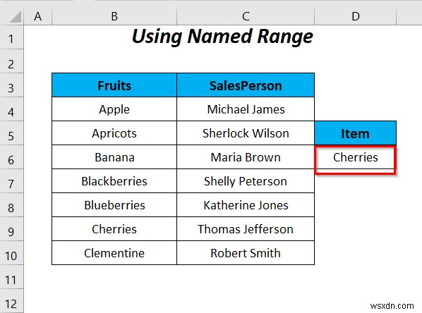 Excel の VBA でデータ検証リストに名前付き範囲を使用する方法