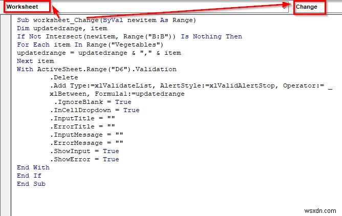 Excel の VBA でデータ検証リストに名前付き範囲を使用する方法