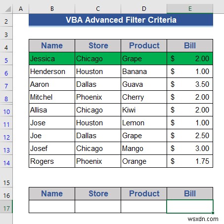 高度なフィルタ基準を使用した Excel VBA の例 (6 ケース)