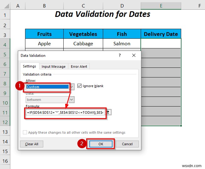 Excel のデータ検証式で IF ステートメントを使用する方法 (6 つの方法)