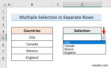 Excel で複数選択可能なデータ検証ドロップダウン リストを作成する