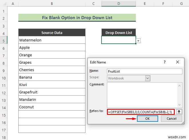 Excel のドロップダウン リストに空白のオプションを追加する方法 (2 つの方法)