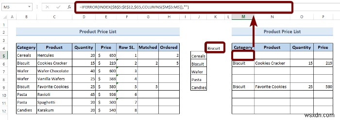 セル値に基づくドロップダウン リストを使用して Excel フィルターを作成する