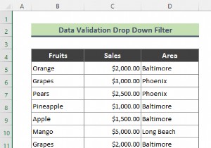 フィルタを使用した Excel データ検証ドロップダウン リスト (2 つの例)