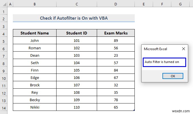 AutoFilter がオンになっているかどうかを確認する Excel VBA (4 つの簡単な方法)