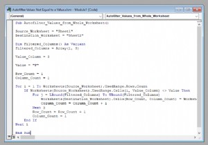 Excel で VBA を使用して特定の値と等しくない値をオートフィルターする方法