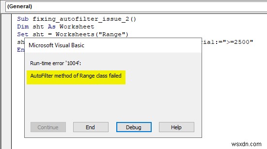 [修正]:Range クラスの AutoFilter メソッドが失敗する (5 つの解決策)