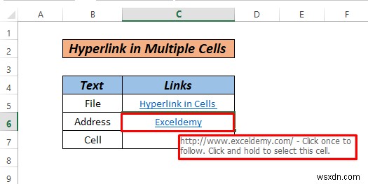 Excel で複数のセルをハイパーリンクする方法 (3 つの方法)