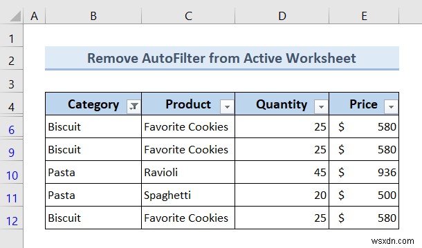Excel VBA:オートフィルターが存在する場合は削除する (7 つの例)
