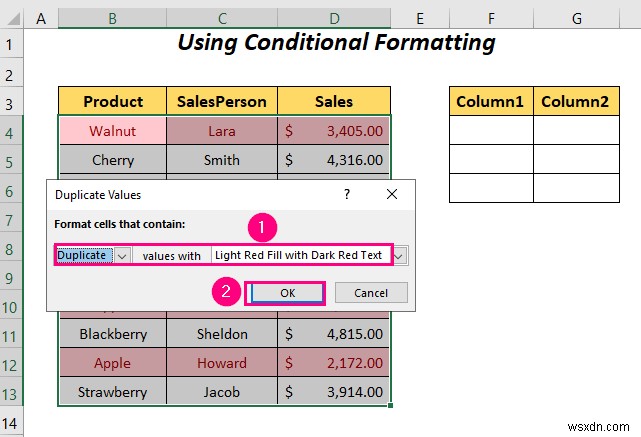 Excel で重複する行を列に置き換える方法 (4 つの方法)