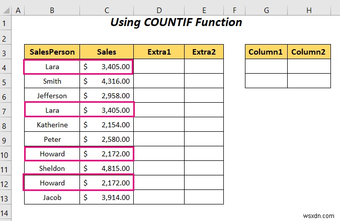 Excel で重複する行を列に置き換える方法 (4 つの方法)