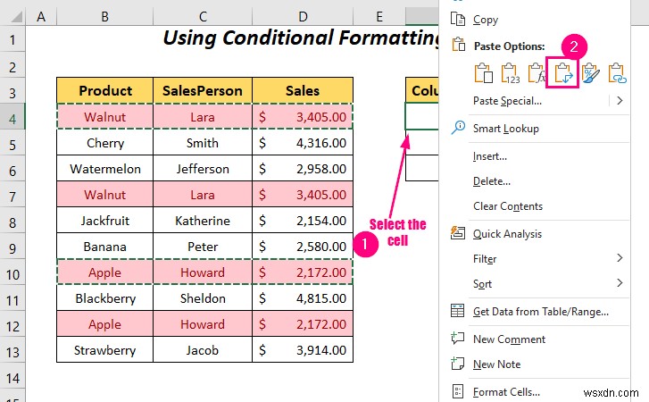 Excel で重複する行を列に置き換える方法 (4 つの方法)