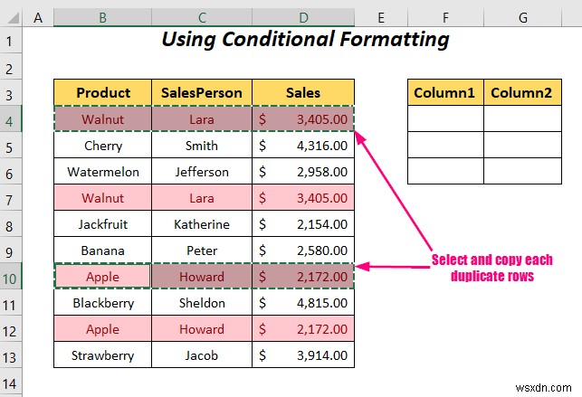 Excel で重複する行を列に置き換える方法 (4 つの方法)