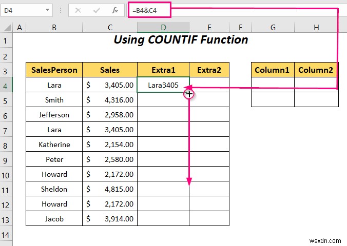 Excel で重複する行を列に置き換える方法 (4 つの方法)