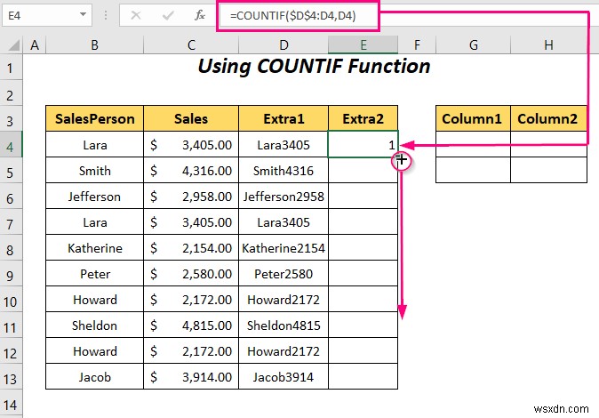 Excel で重複する行を列に置き換える方法 (4 つの方法)