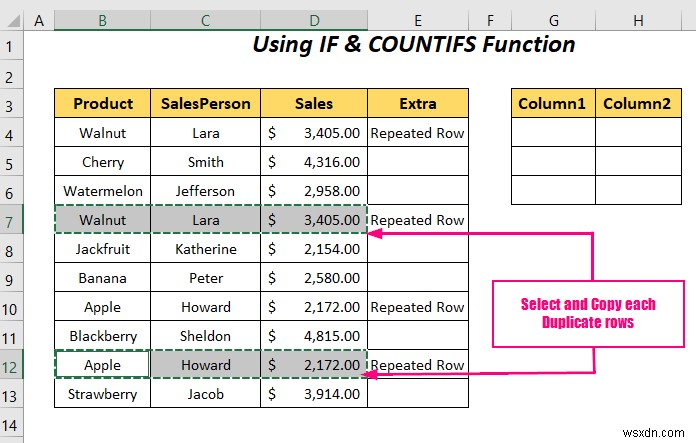 Excel で重複する行を列に置き換える方法 (4 つの方法)