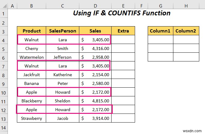 Excel で重複する行を列に置き換える方法 (4 つの方法)