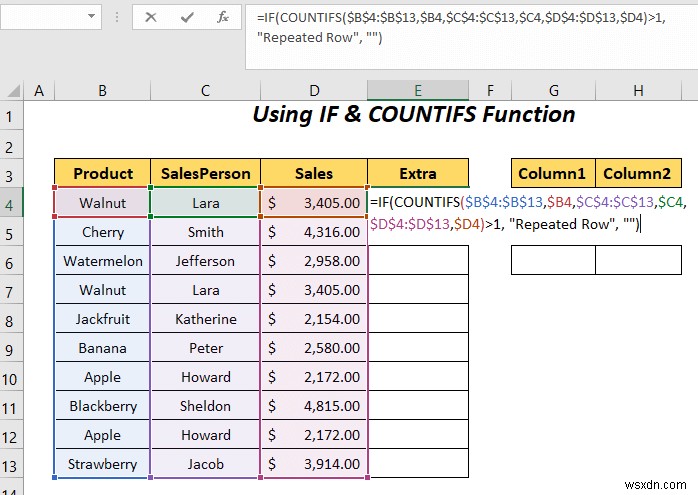 Excel で重複する行を列に置き換える方法 (4 つの方法)