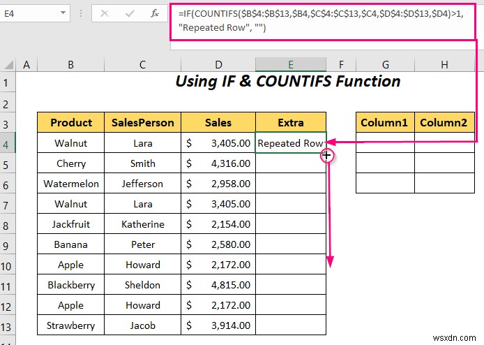 Excel で重複する行を列に置き換える方法 (4 つの方法)