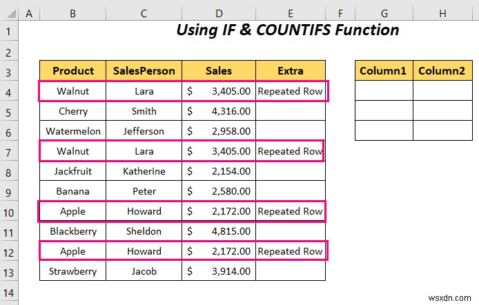 Excel で重複する行を列に置き換える方法 (4 つの方法)