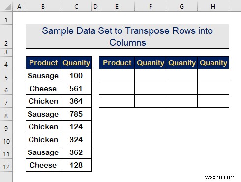 Excel で基準に基づいて行を列に転置する方法 (2 つの方法)