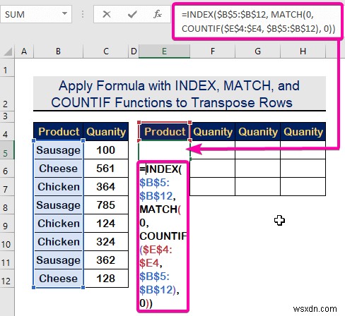 Excel で基準に基づいて行を列に転置する方法 (2 つの方法)