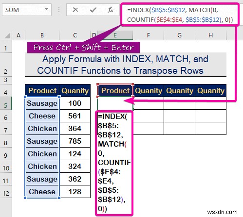 Excel で基準に基づいて行を列に転置する方法 (2 つの方法)