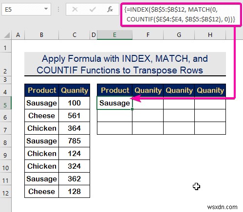 Excel で基準に基づいて行を列に転置する方法 (2 つの方法)