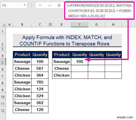 Excel で基準に基づいて行を列に転置する方法 (2 つの方法)