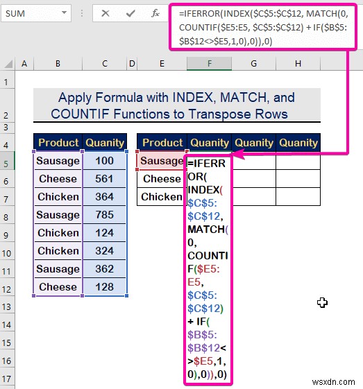 Excel で基準に基づいて行を列に転置する方法 (2 つの方法)