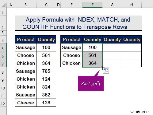 Excel で基準に基づいて行を列に転置する方法 (2 つの方法)