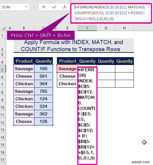 Excel で基準に基づいて行を列に転置する方法 (2 つの方法)