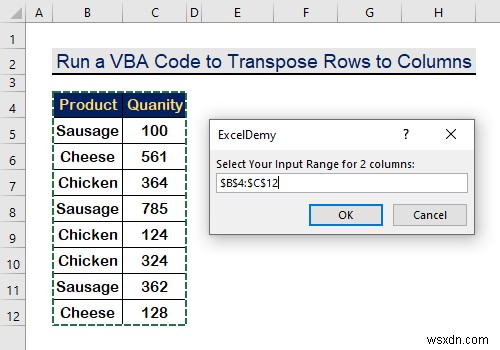 Excel で基準に基づいて行を列に転置する方法 (2 つの方法)