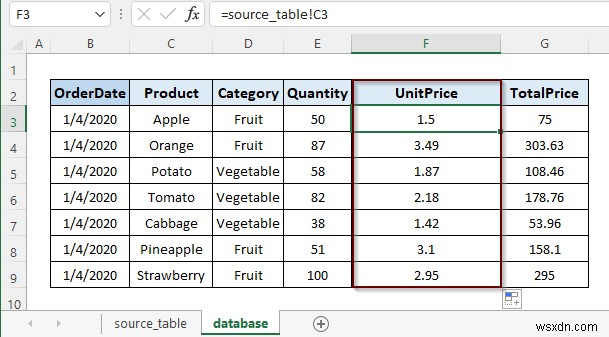 Excel で自動的に更新されるデータベースを作成する方法