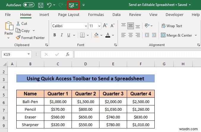 編集可能な Excel スプレッドシートを電子メールで送信する方法 (3 つの簡単な方法)