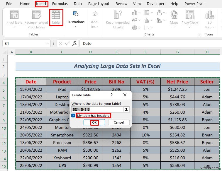 Excel で大量のデータ セットを分析する方法 (6 つの効果的な方法)