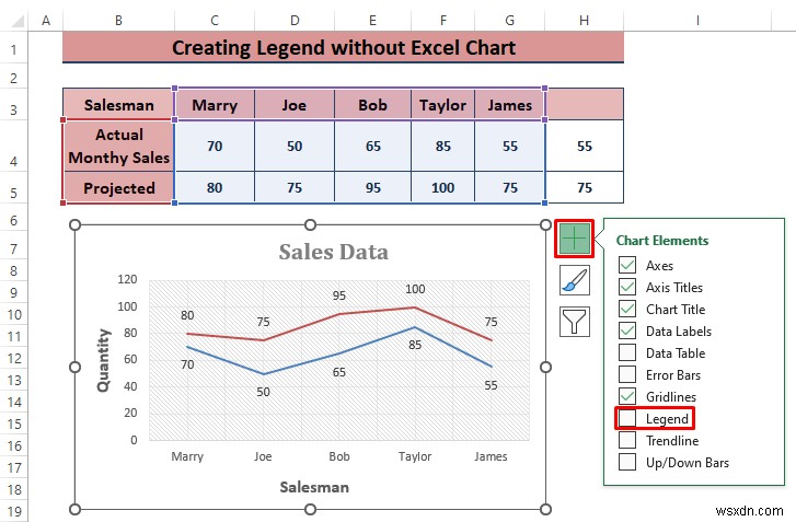 グラフなしで Excel で凡例を作成する方法 (3 ステップ)