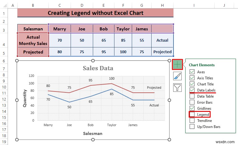 グラフなしで Excel で凡例を作成する方法 (3 ステップ)