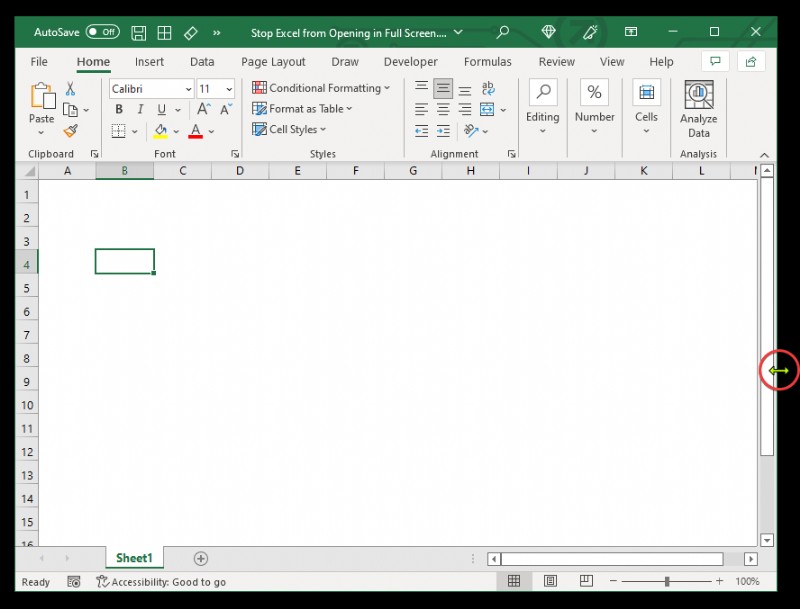 Excel が全画面表示で開かないようにする方法 (4 つの方法)