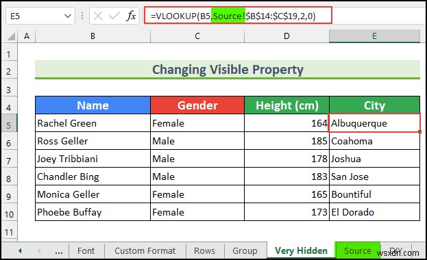 Excel で VLOOKUP ソース データを非表示にする方法 (5 つの簡単な方法)