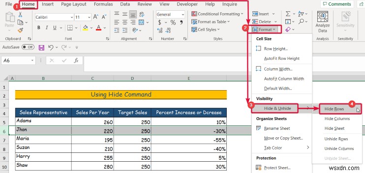 Excel でデータを非表示にする方法 (6 つの簡単な方法)