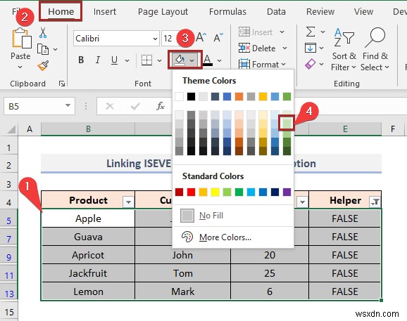 Excel でセルの値に基づいて 1 行おきに色を付ける方法