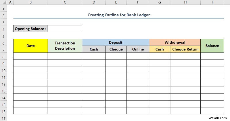 Excel で銀行の元帳を作成する方法 (簡単な手順)