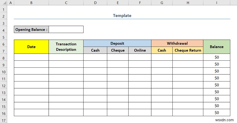 Excel で銀行の元帳を作成する方法 (簡単な手順)