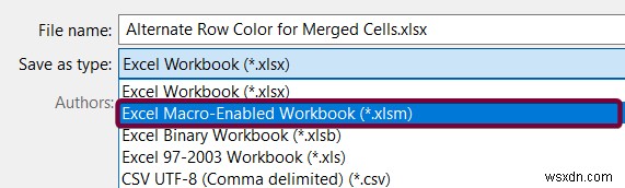 Excel で結合セルの代替行に色を付ける方法