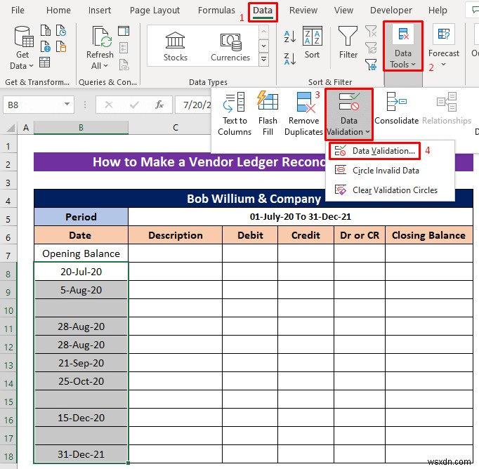 Excel で仕入先元帳の照合フォーマットを作成する方法