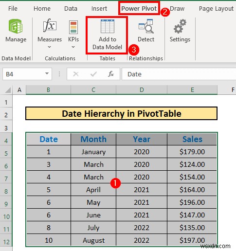 Excel ピボット テーブルに日付階層を作成する (簡単な手順)